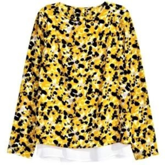 H&M Tops - H&M Layered Split Back Long Sleeve Top Size 8